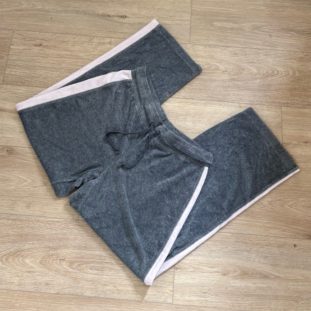 Velour Y2K Grey & Pink Track Pants Size XS